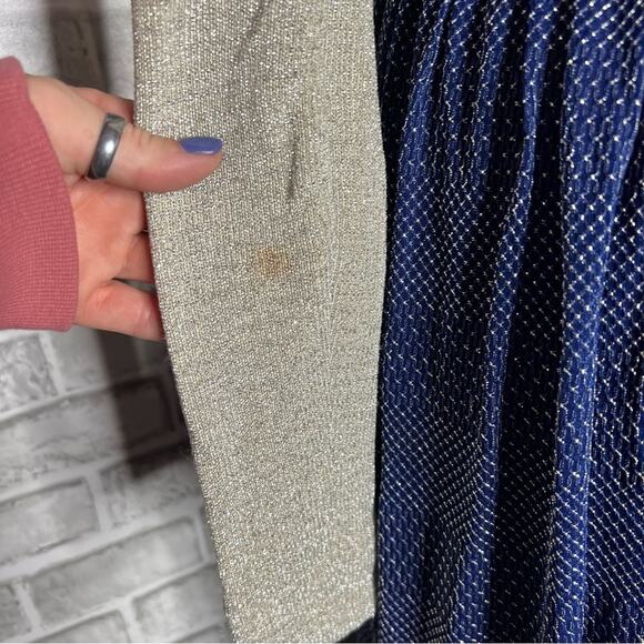 Vintage 70s Lane Bryant Tall Shop glam blue silver sparkle maxi dress 12 TALL - Picture 5 of 10